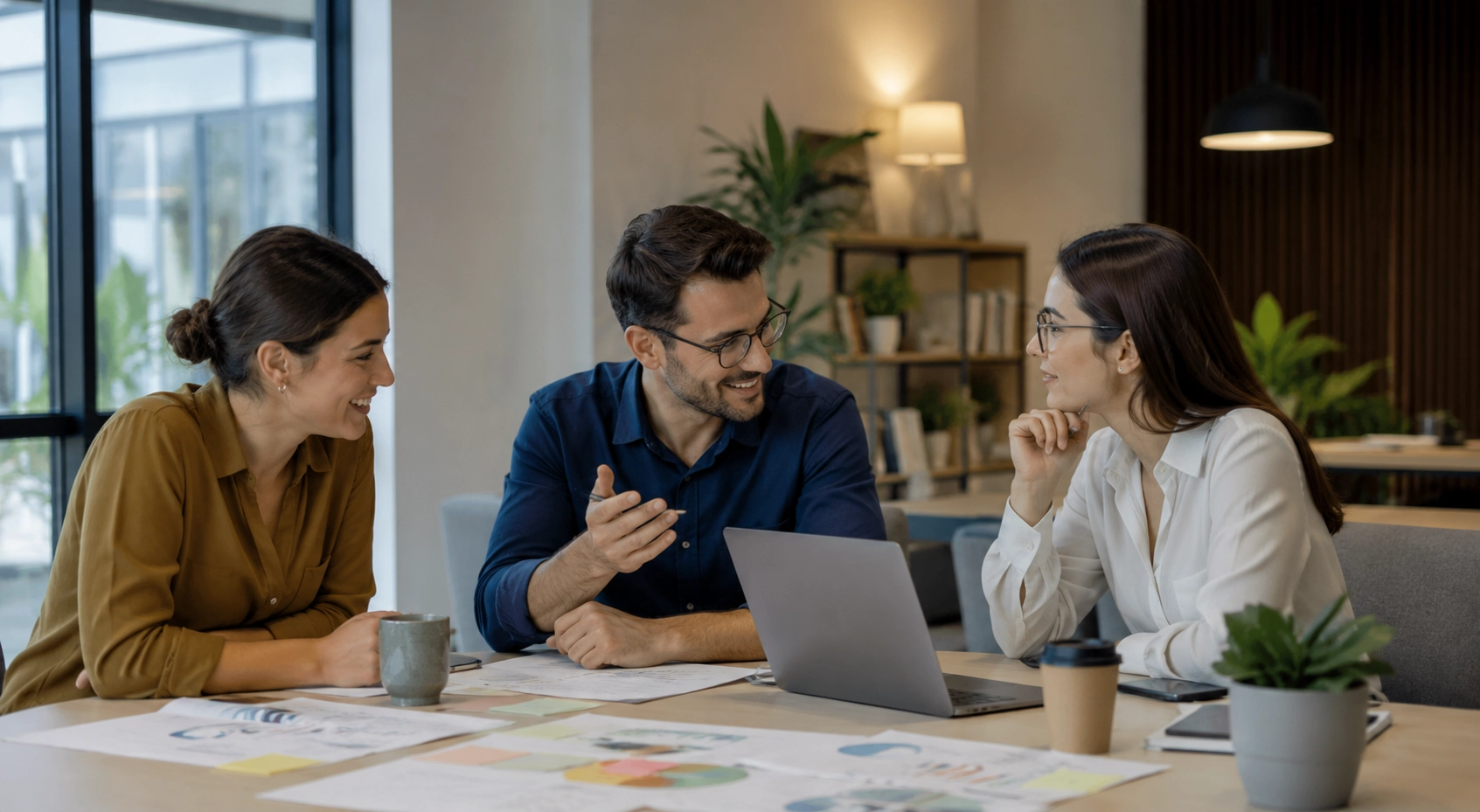 Consultores de experiencia del empleado y cultura diseñando una estrategia de escucha organizacional